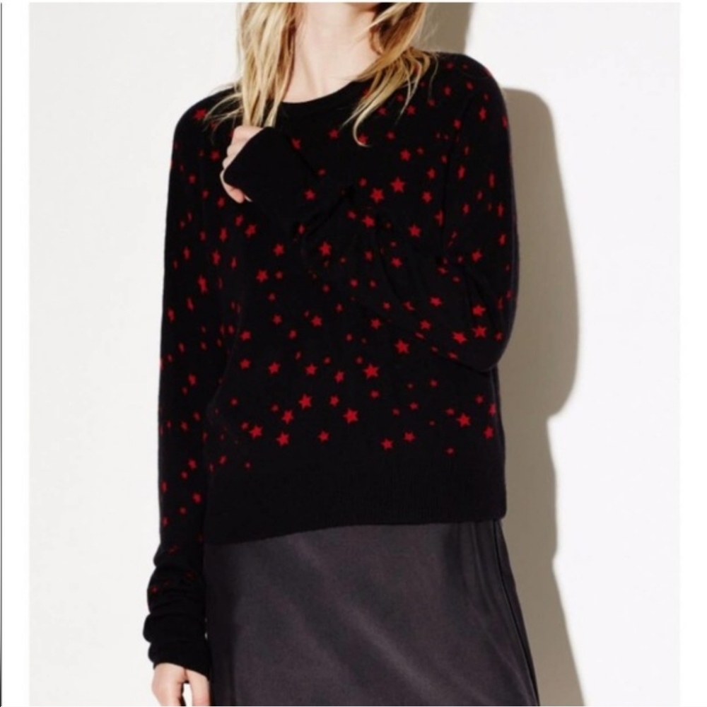 Equipment Kate Moss Cashmere Black Sweater Ryder Celestial Red Stars Classic M